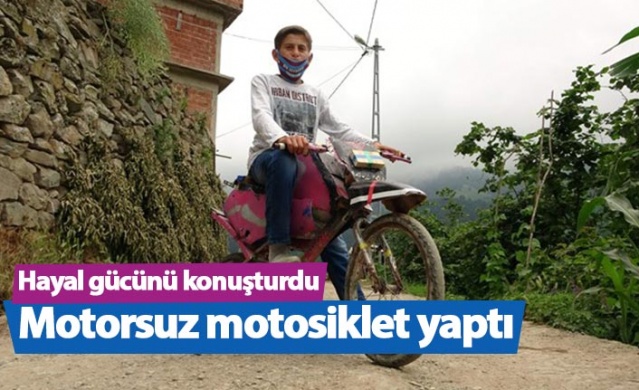 Motorsuz motosiklet yaptı