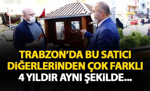 Trabzon'da takım elbiseli seyyar satıcı