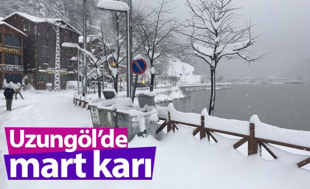 Uzungöl'e mart karı yağdı 25 Mart 2021