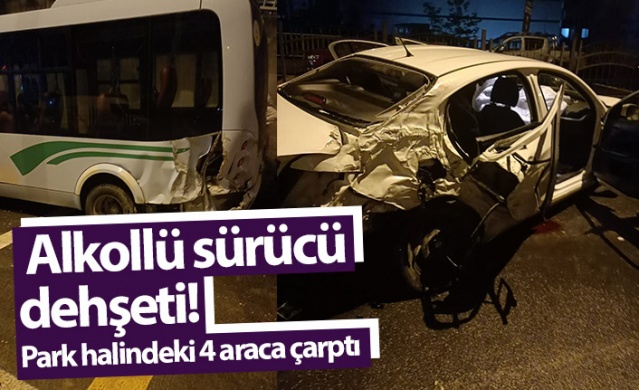 Rize'de alkollü sürücü dehşeti! Park halindeki 4 araca çarptı. Foto Haber.
