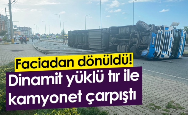 Rize'de faciadan dönüldü! Dinamit yüklü tır ile kamyonet çarpıştı. Foto Haber