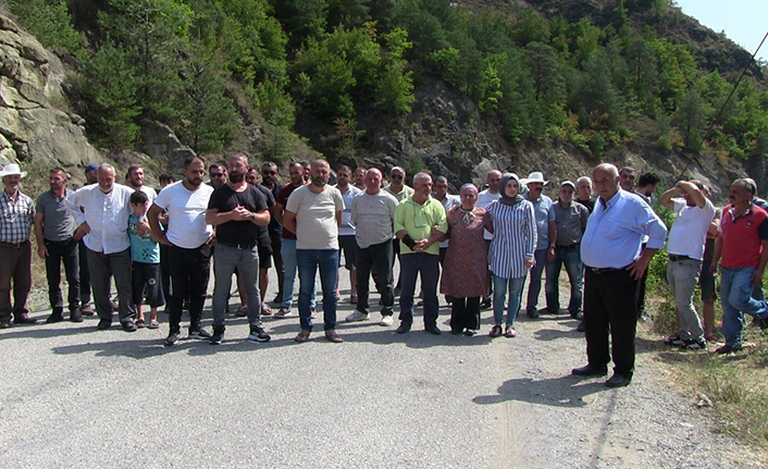 Otomobil uçuruma yuvarlandı, köylü bariyer için yol kapattı