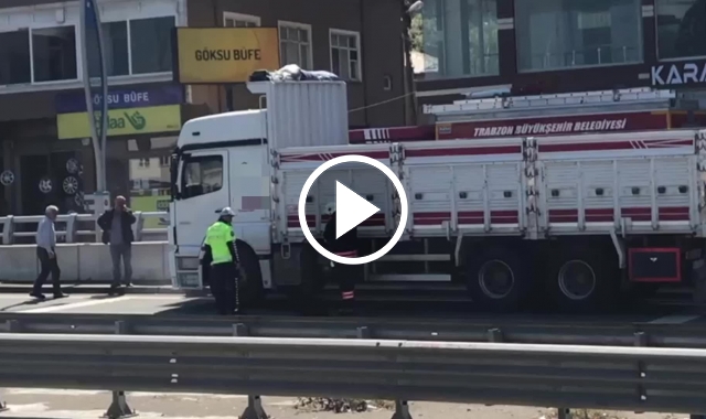 Trabzon’da dumanlar saçan kamyon korku yarattı. Video haner