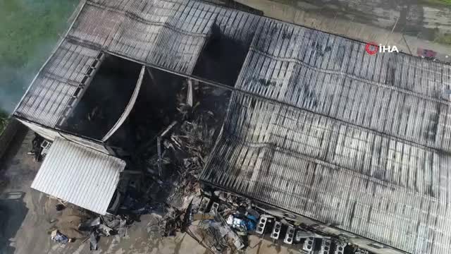 Balık fabrikasında çıkan yangının boyutu gün ağarınca ortaya çıktı