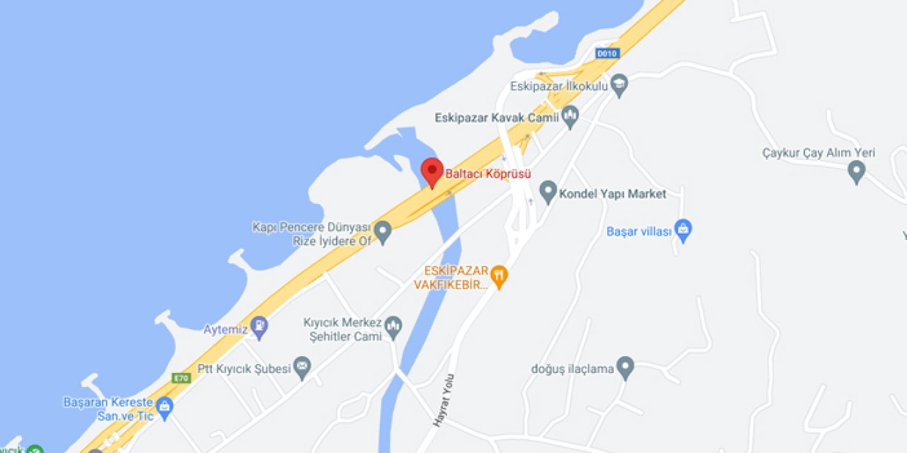 Trabzon-Rize yolunda Baltacı köprüsünde çalışma