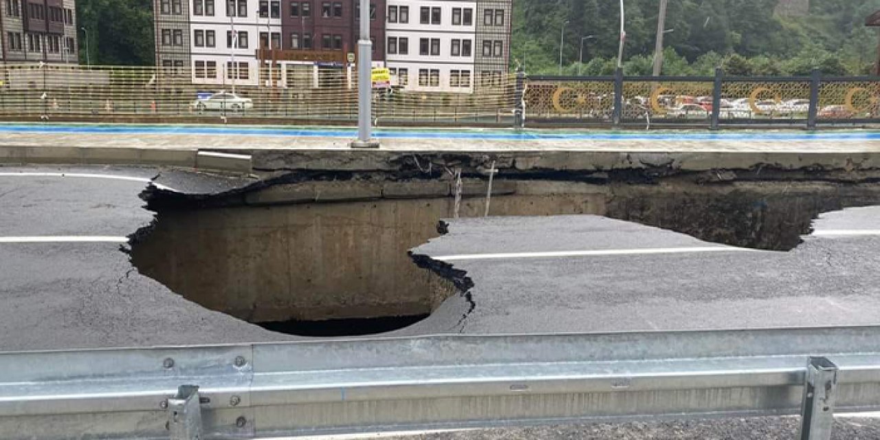 Rize'de yağışlar etkili oldu! Yol çöktü