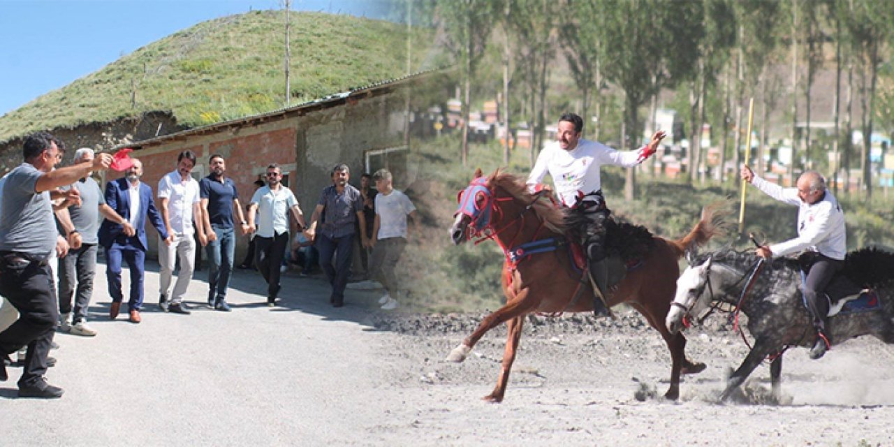 Bayburt'ta bir düğünde hem halay çektiler hem cirit oynadılar