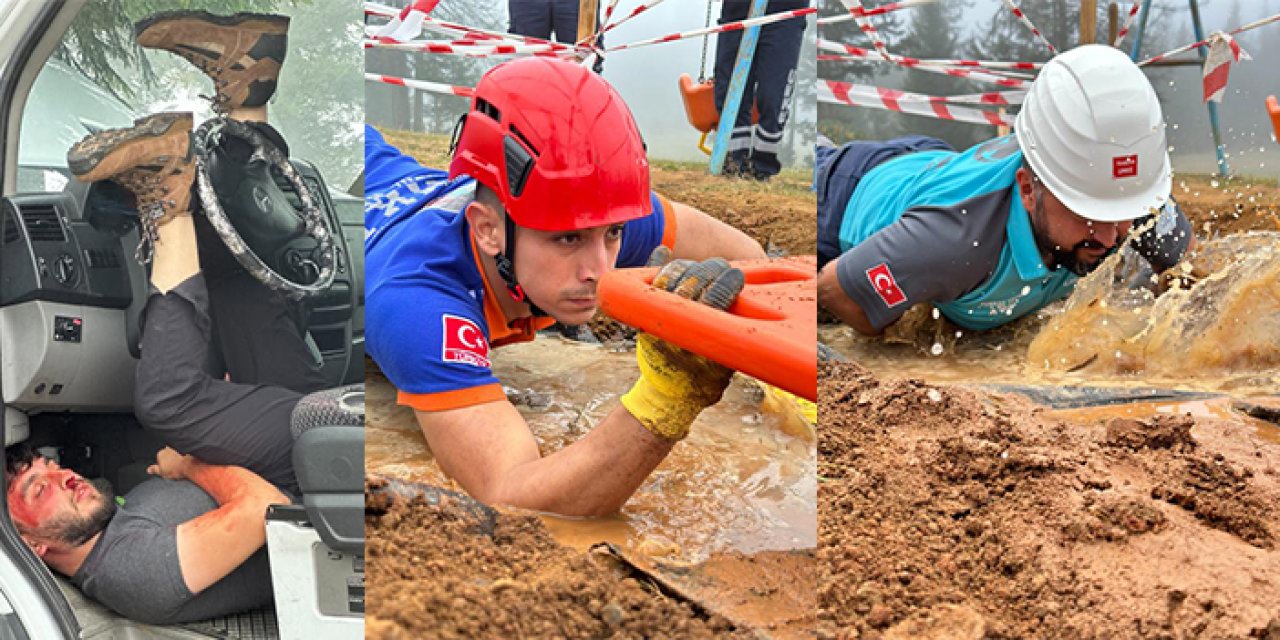 Trabzon'da gerçeğini aratmayan UMKE tatbikatı