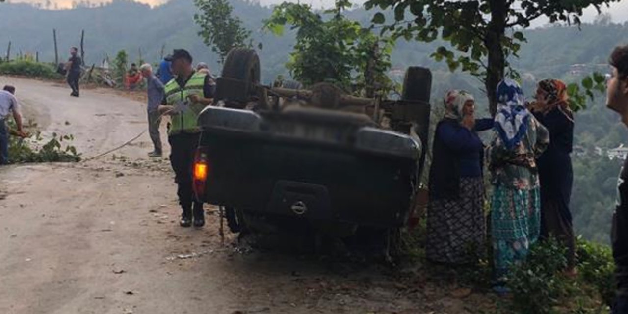 Rize'de araç takla attı! Feci kazada 4 kişi yaralandı