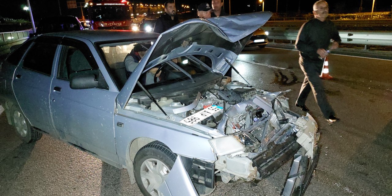 Samsun'da yola düşen kasa kazaya sebep oldu