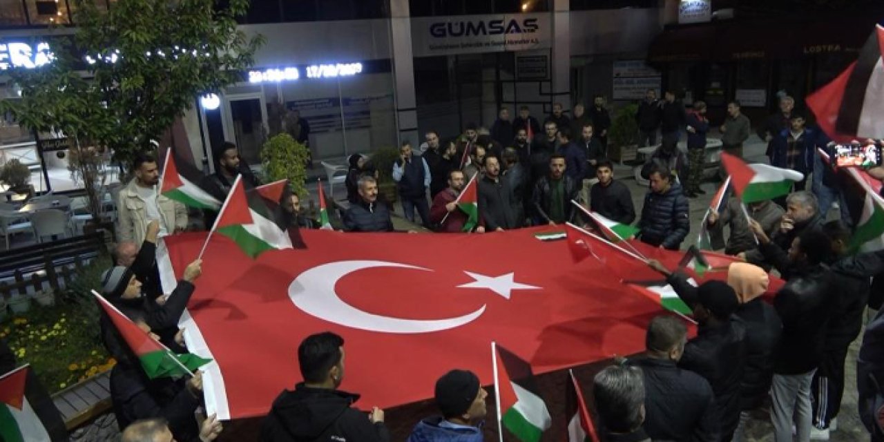 Gümüşhane’de vatandaşlardan Filistin'e destek, İsrail'e tepki