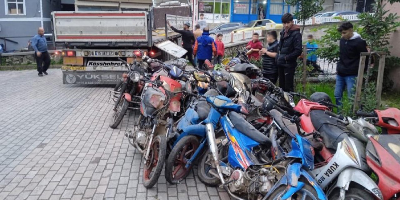 Ordu’da motosikletler geri dönüşüme gönderildi.