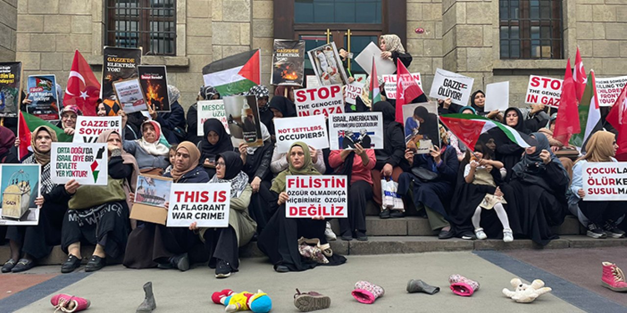 Trabzon'da kadınların Filistin'e destek amaçlı oturma eylemi sona erdi