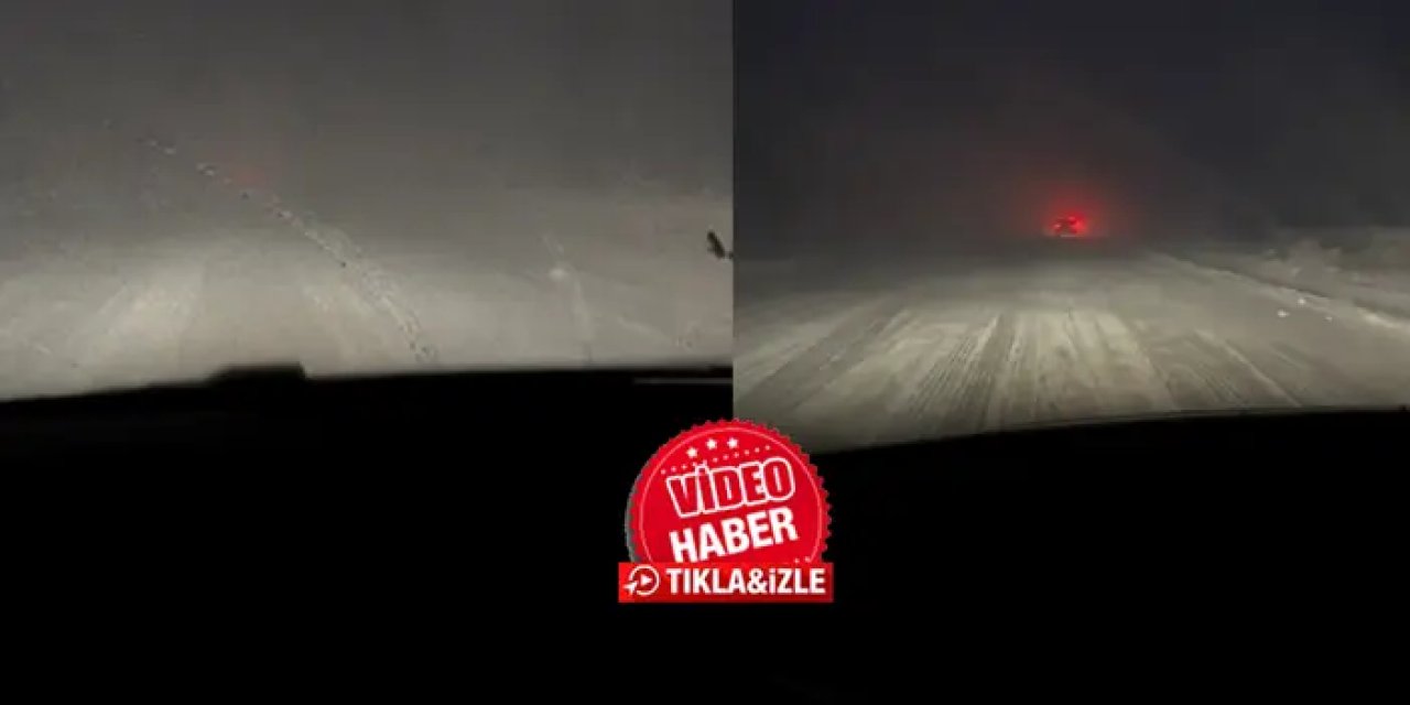 Kop Dağı geçidinde tipi ve sis etkili oluyor! Sürücünün zor anları kamerada