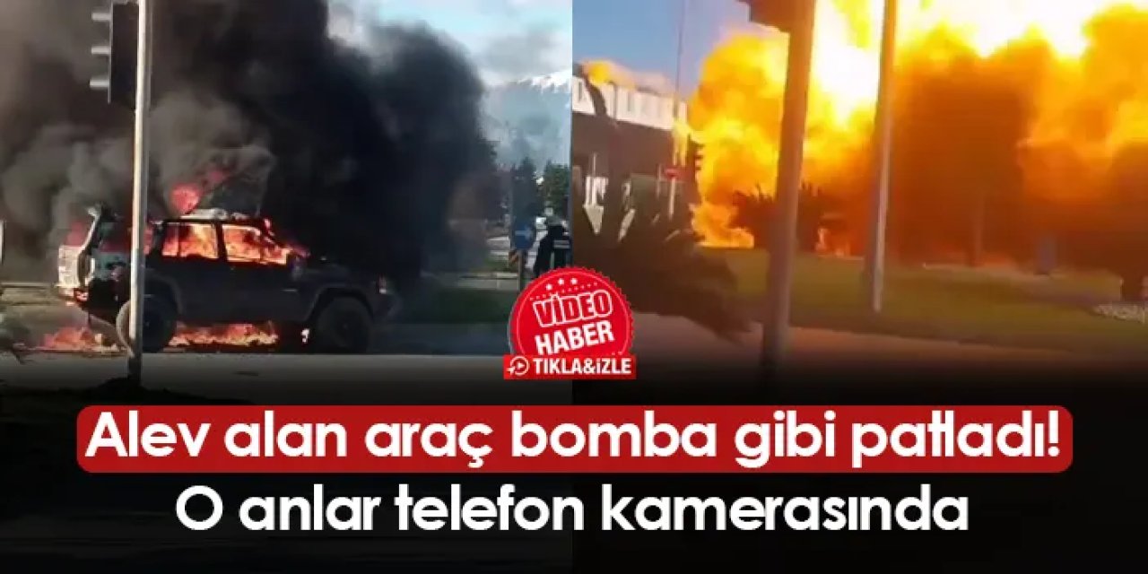 Otomobil yolun ortasında alev aldı! Bomba gibi patladı