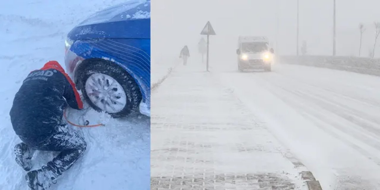 Bayburt-Erzurum kara yolunda ulaşım durdu!