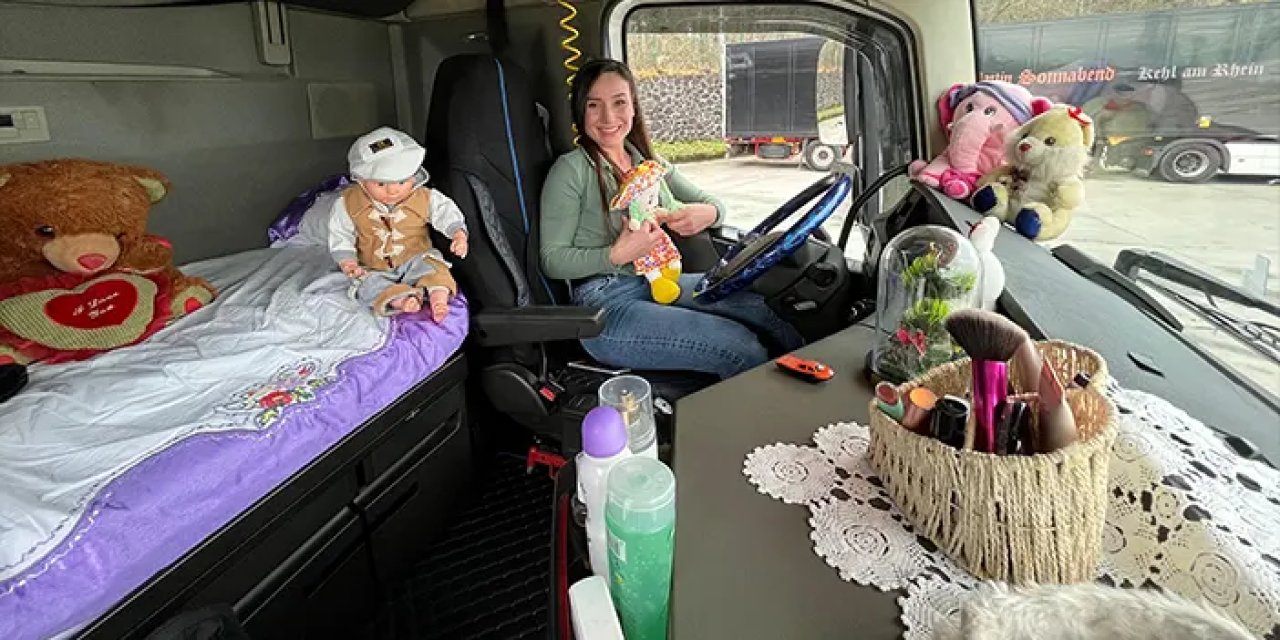 'Kafkasların Kraliçesi' tırıyla uluslararası yollarda yük taşıyor