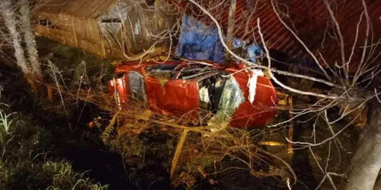 Ağaca çarpan otomobil evin bahçesine düştü! 1 ölü 1 yaralı