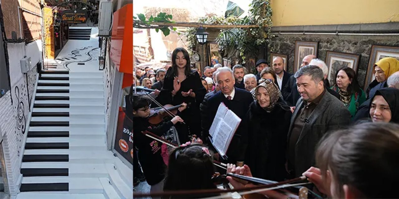 Giresun'da piyano merdiveni oluşturuldu