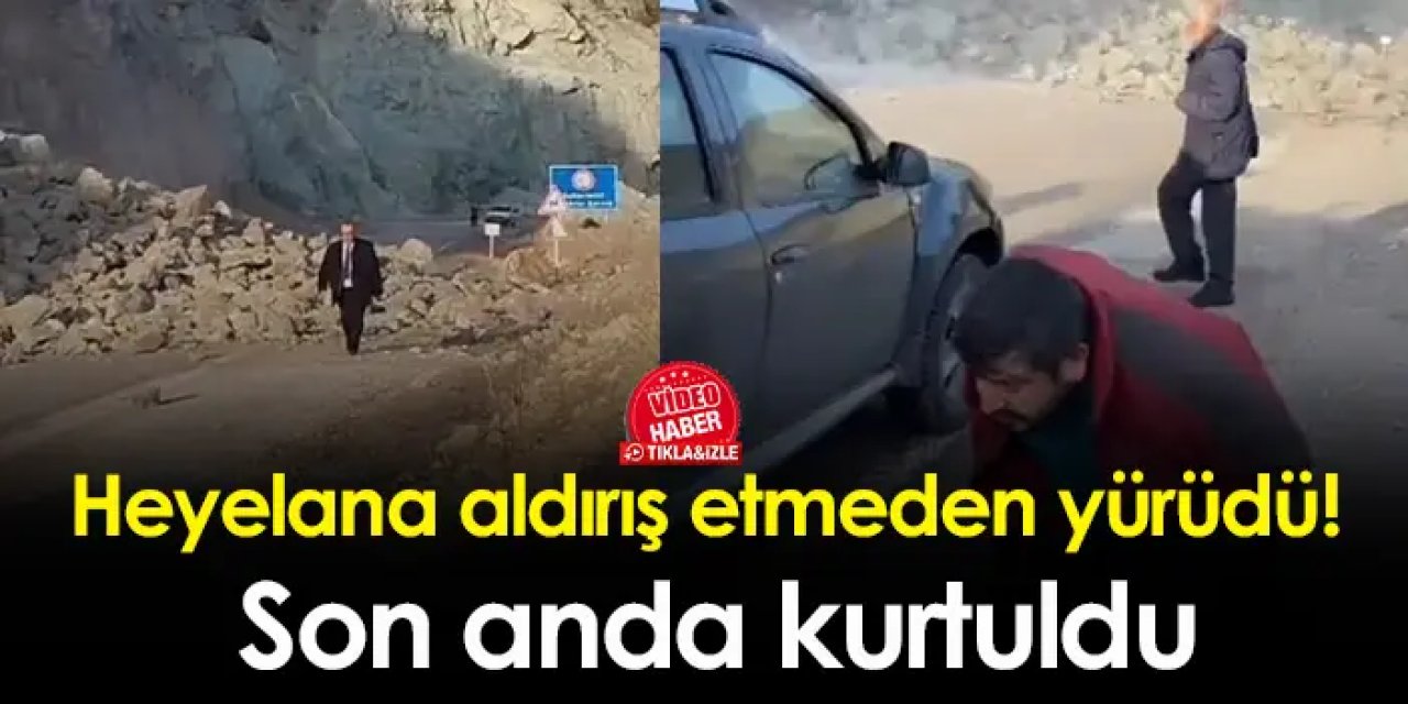 Heyelana aldırış etmeden yürüdü! Son anda kurtuldu