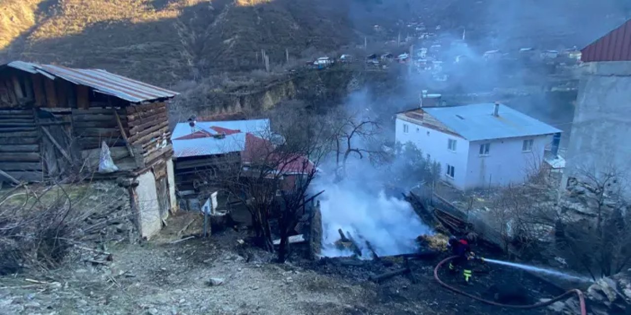 Artvin'de ahır ve samanlık alevler içinde kaldı