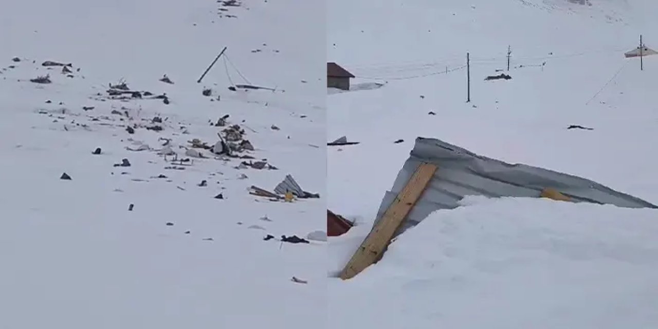 Rize'de çığ düştü! 2 ev hasar gördü