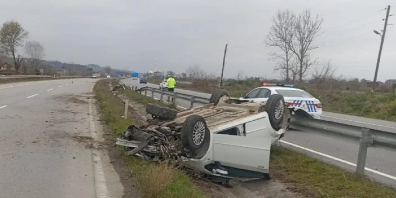 Samsun'da otomobil takla attı! Sürücü yaralandı