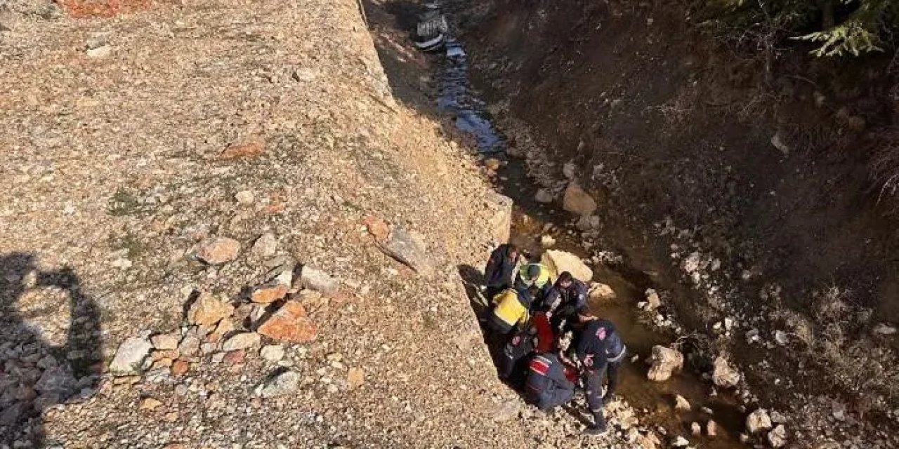 Malatya'da otomobil dereye uçtu! 1 yaralı