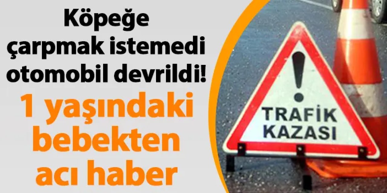 Köpeğe çarpmak istemedi otomobil devrildi! 1 yaşındaki bebekten acı haber
