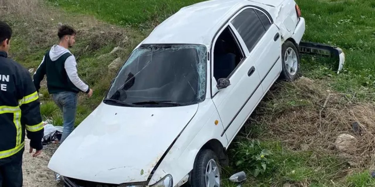 Samsun'da otomobil tarlaya uçtu: 1 yaralı