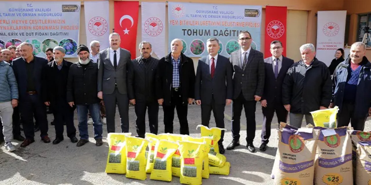 Gümüşhane'de üreticilere fidan ve tohum dağıtıldı