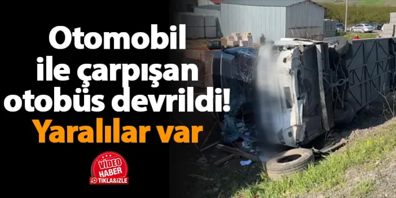 Malatya'da otomobil ile çarpışan otobüs devrildi! Yaralılar var