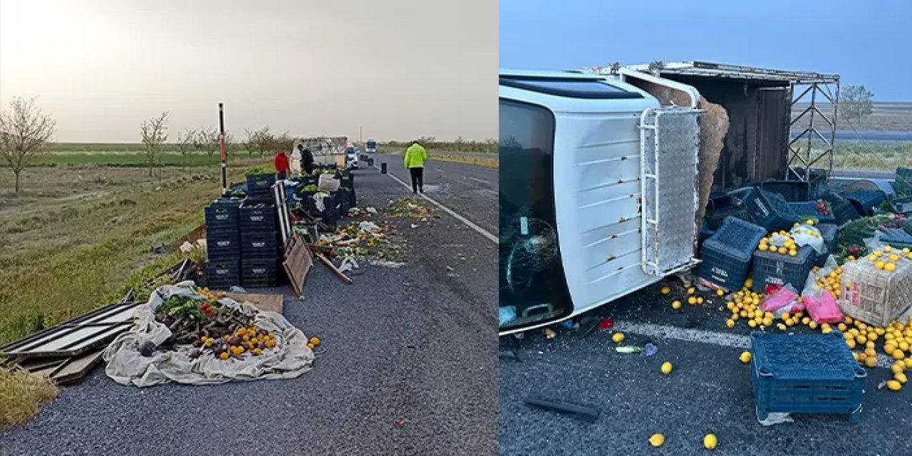 Konya'da kamyonet devrildi! 2 kişi yaralandı