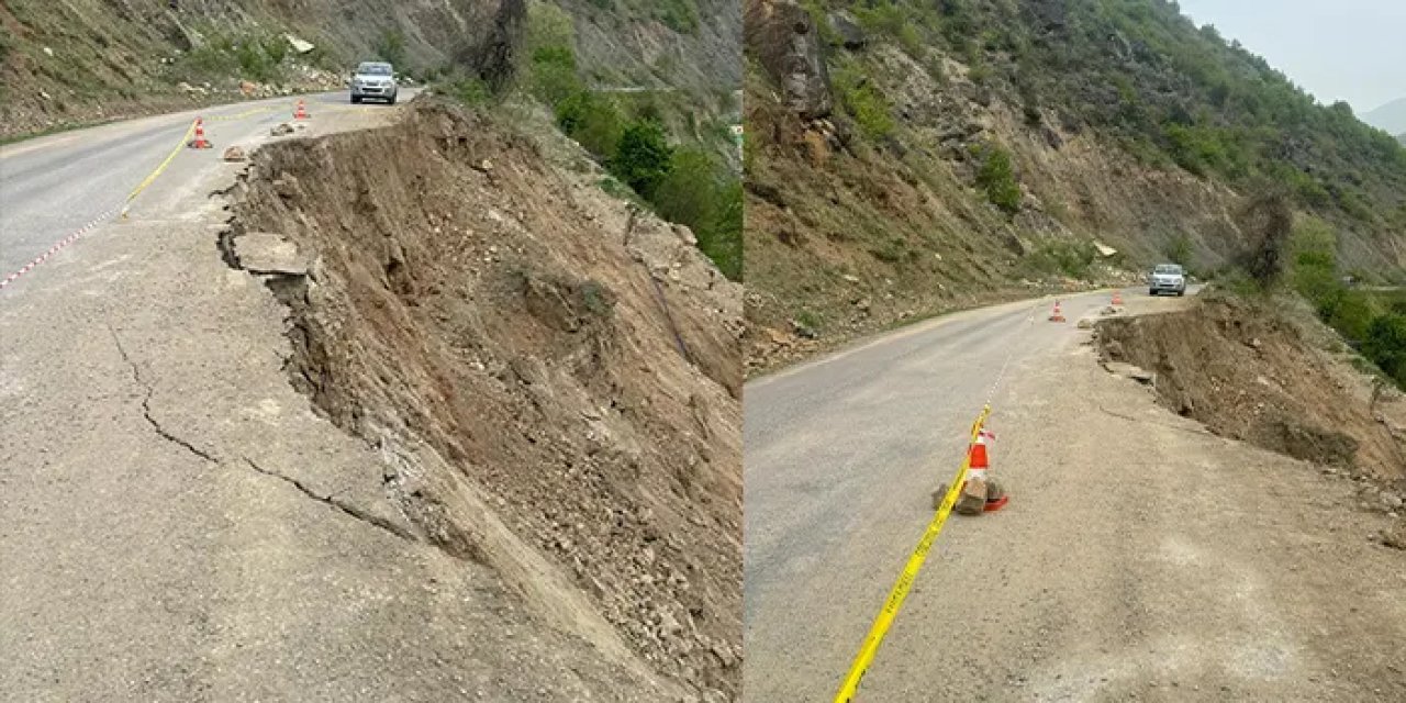 Gümüşhane'de heyelan nedeniyle kapanmıştı! Kontrollü olarak ulaşıma açıldı