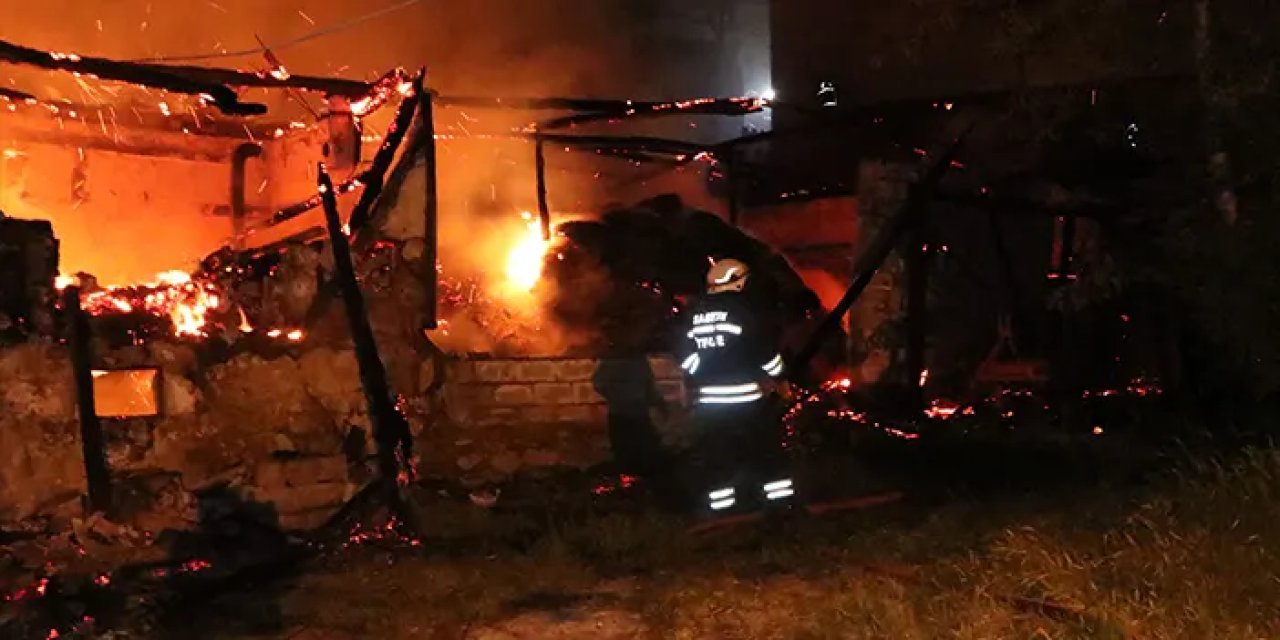 Samsun'da ahşap ev, depo ve samanlık alevlere teslim