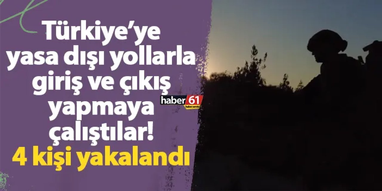 Türkiye’ye yasa dışı yollarla giriş ve çıkış yapmaya çalıştılar! 4 kişi yakalandı