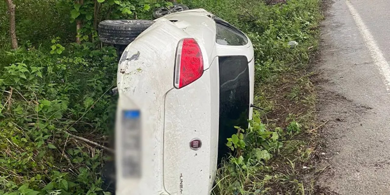 Ordu'da otomobil boş araziye devrildi! 3 yaralı