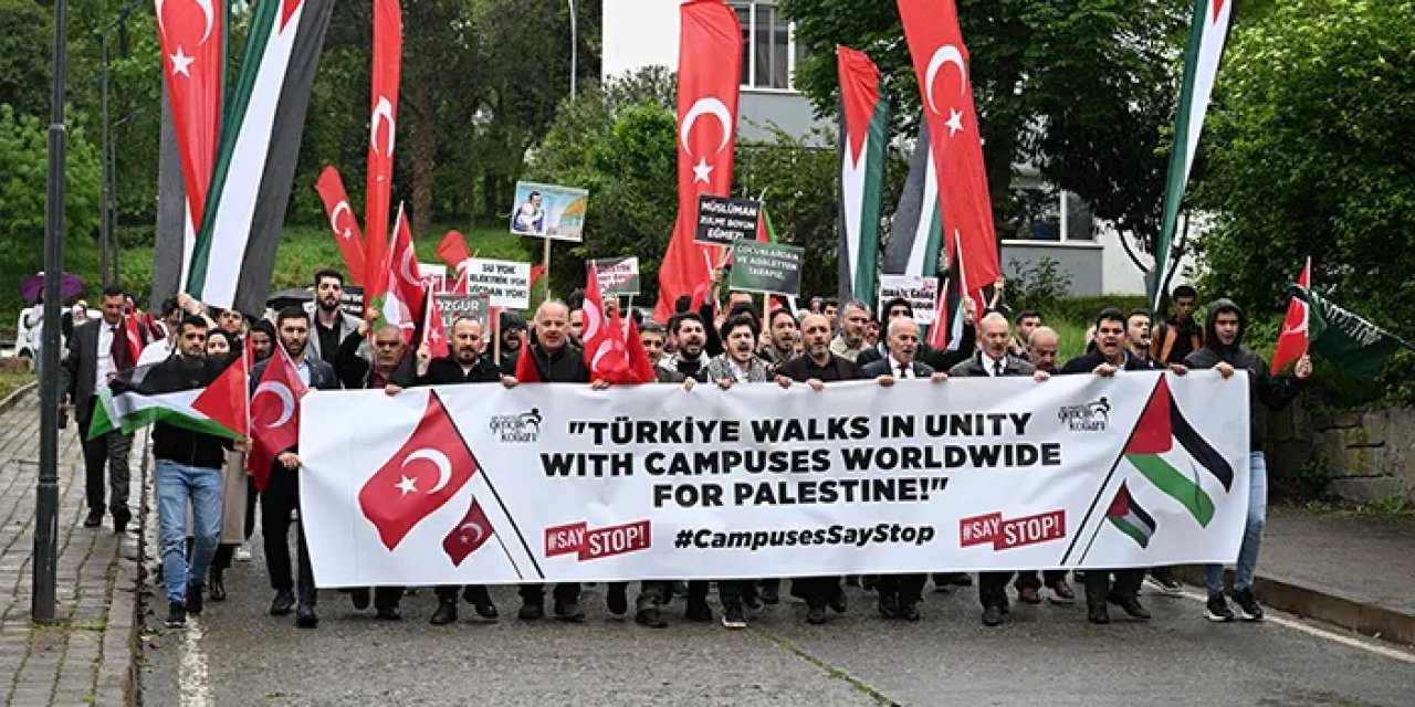 Trabzon'da öğrenciler Gazze saldırılarını protesto etti
