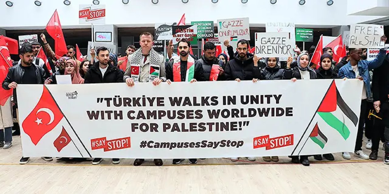 Bayburt'ta öğrencilerden İsrail protestosu