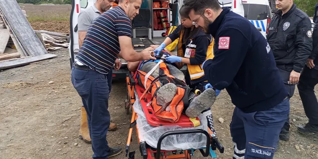 Samsun'da inşaat işçisi zemine düştü!