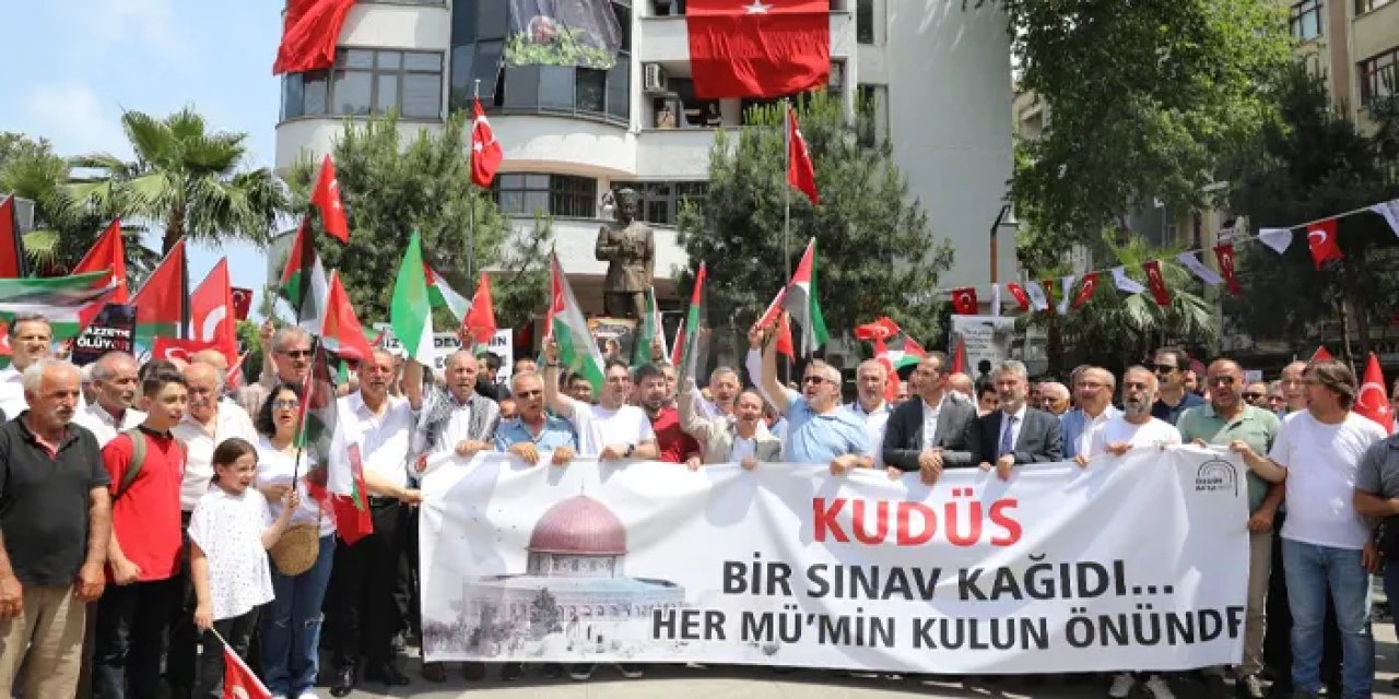 Akçaabat’ta Gazze için yürüyüş yapıldı