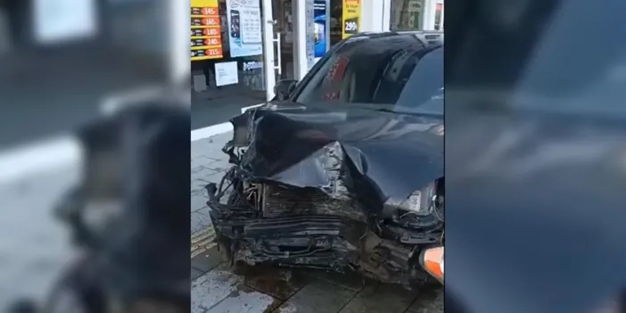 Bayburt'ta acemi şoför iş yerine girdi!