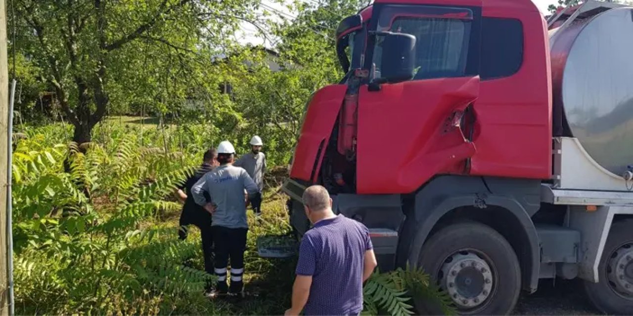 Samsun’da tanker şarampole yuvarlandı! 1 yaralı