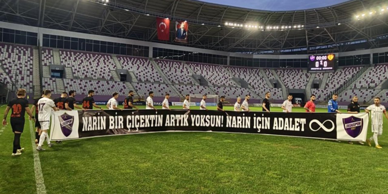 Ordu'da maç öncesi 'Narin' pankartı