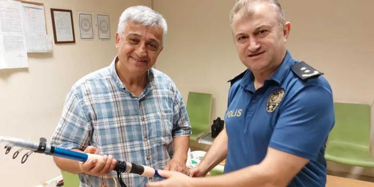 Samsun’da emekli olan polise meslektaşlarından olta hediyesi