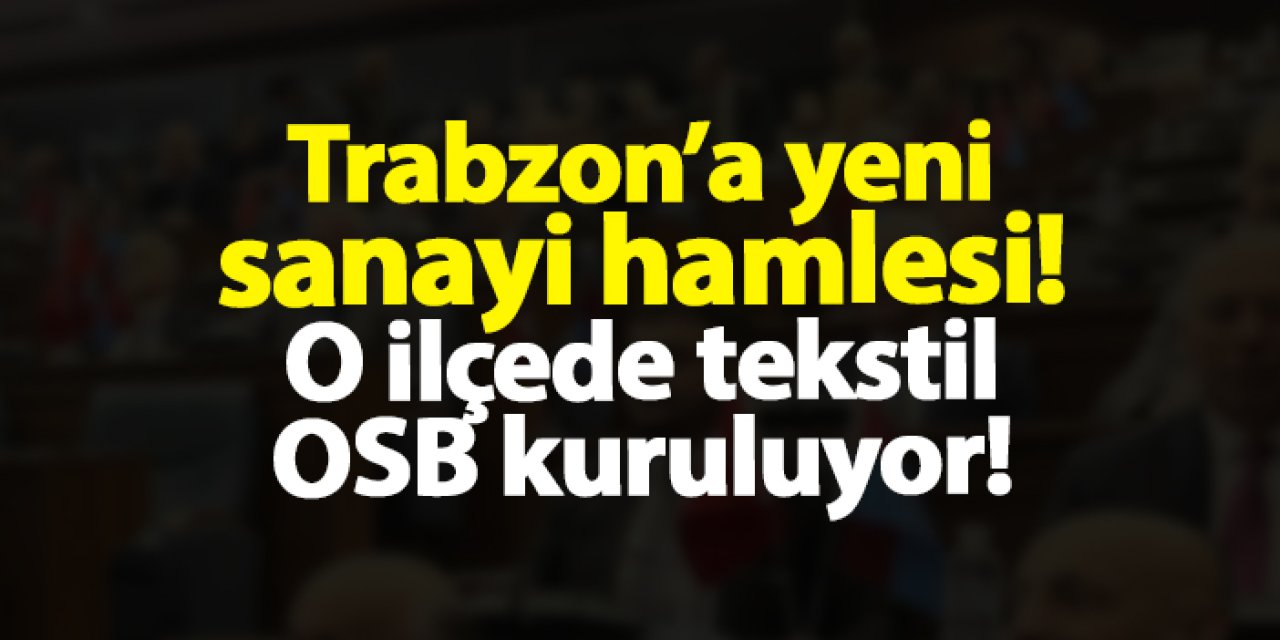 Trabzon’a yeni sanayi hamlesi: Araklı tekstil OSB kuruluyor!