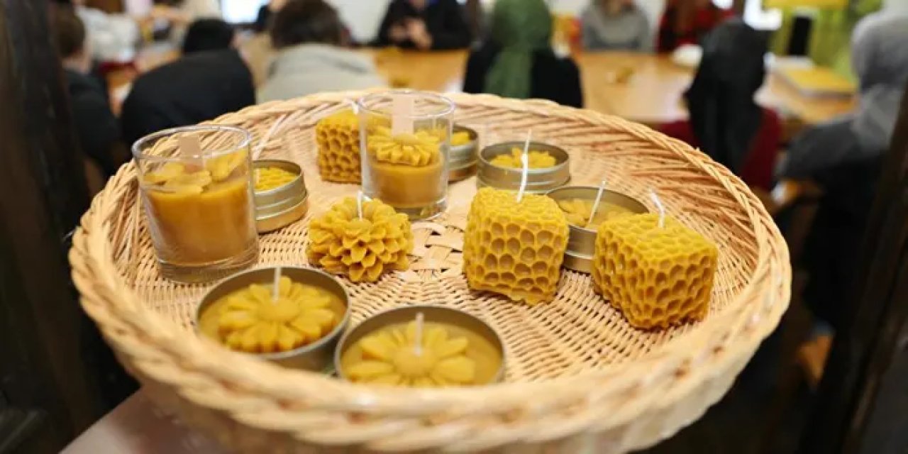 Samsun’da arıcı kadınlardan bal mumundan sanat!
