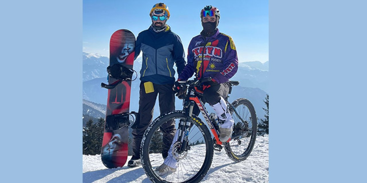 Kar üzerinde pedal çevirdiler