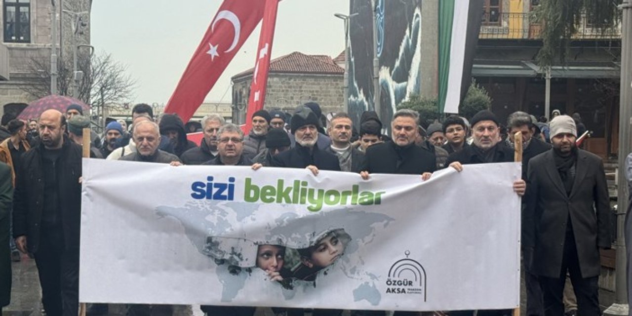 Trabzon’da Filistin’e Destek Yürüyüşü: Özgür Aksa Platformu Sokağa Çıktı