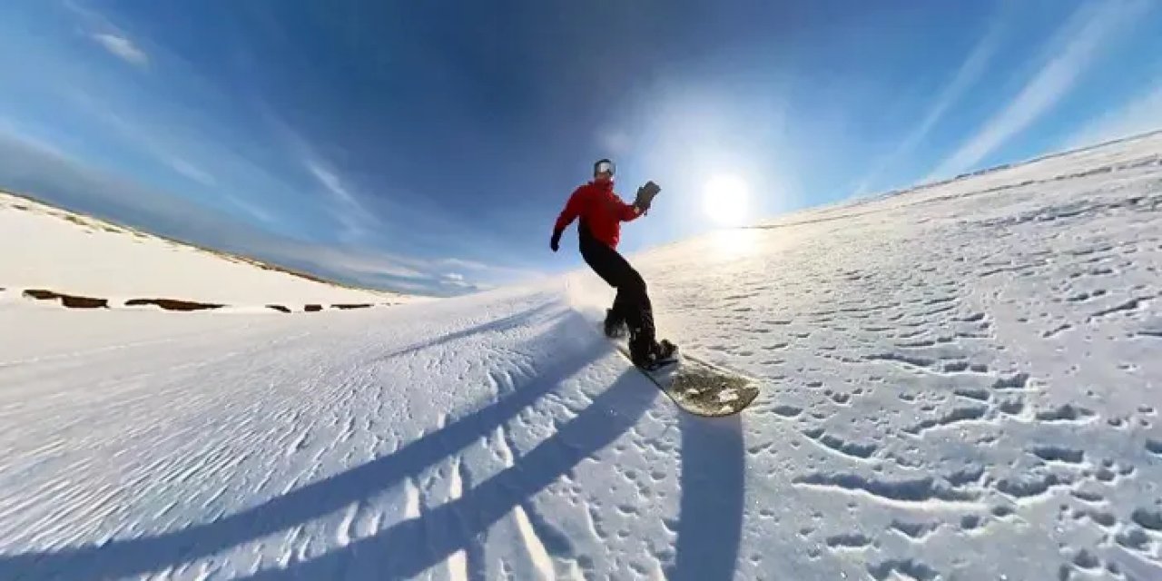 Trabzon’un Sis Dağı’nda snowboard keyfi!